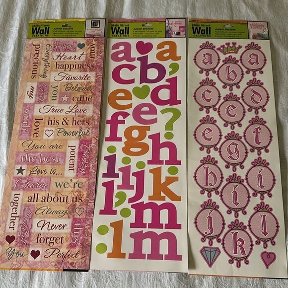 Heartfelt Pink Wall Stickers Set Bridal Love Sentiments Letters - Picture 1 of 11